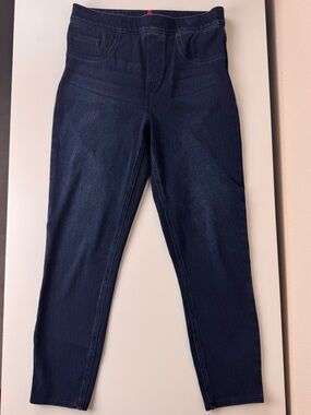 SPANX Women's Dark Wash Blue Denim Pull-On Skinny Jeans Slim Stretch M